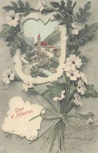Greetings 1906 postcard " Gage d`Affection " cpa Belgique