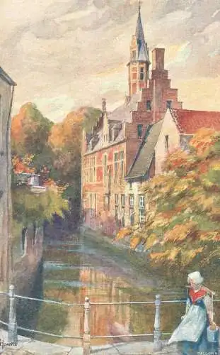 Mechelen Malines Aquarel cpa vieux chateau sur la Dyle