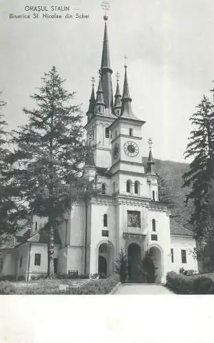 Romania postcard Brasov Stalin church St. Nicholas from Schei