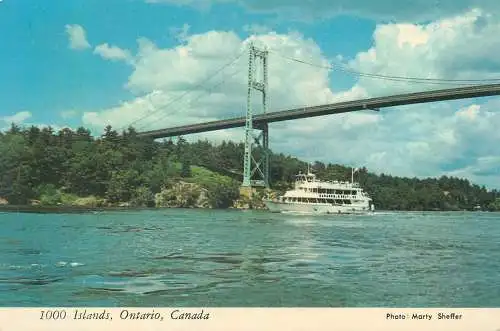 Postcard Canada 1000 Islands sailing vessel bridge view