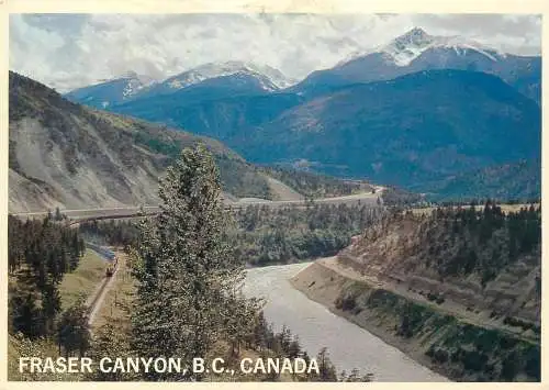 Postcard Canada Fraser Canyon meeting of the railways, river and highway