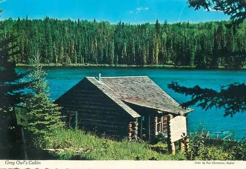 Postcard Canada Prince Albert National Park Ajawan Lake Grey Owl's Cabin