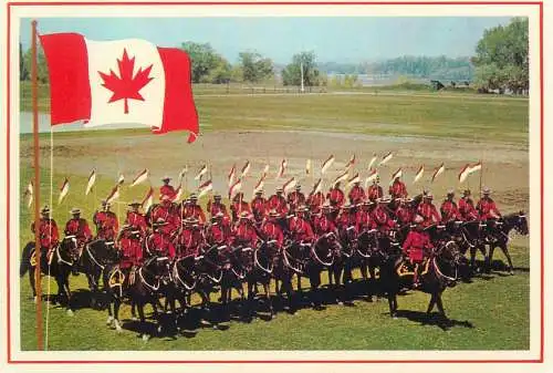 Postcard Canada scarlet-coated members of the Royal Canadian Mounted police musical ride show