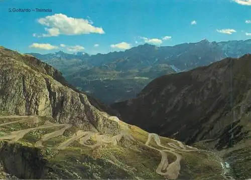 Postcard Switzerland Tremola Sankt Gotthard Pass serpentine mountain road