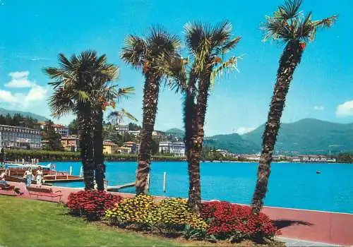 Postcard Switzerland Lugano lake promenade
