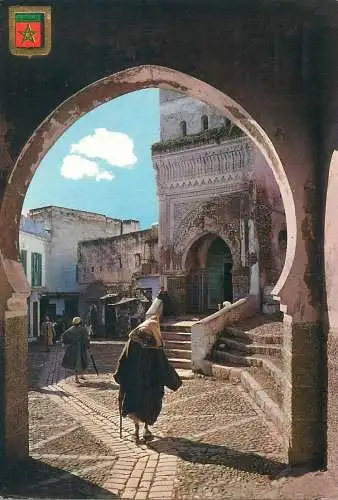 Postcard Morocco Tetouan Zauia Jarrak street and cemetery gate