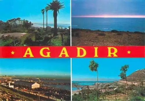 Postcard Morocco Agadir bay and the port multi view