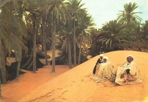 Postcard Tunisia Douz desert oasis ethnic types and scenes typical outfits