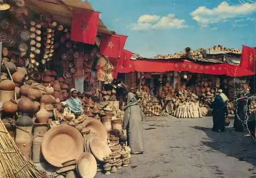 Postcard Morocco Marrakech pottery market