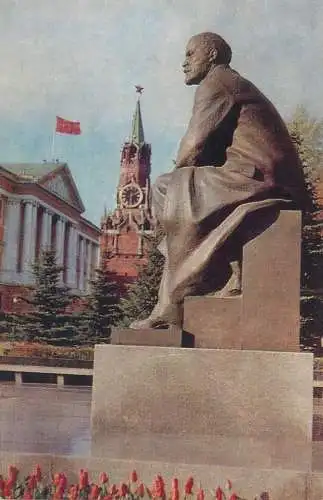 Russia postcard city center Lenin statue Moscow