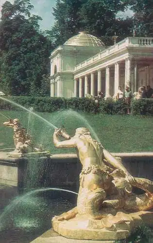 Russia postcard Petrodvorets the pool of the great cascade the Naiad fountain