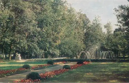 Russia postcard Petrodvorets The Menagerie gardens with the Sun fountain