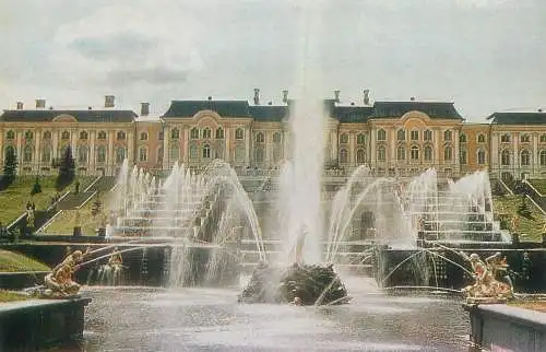 Russia postcard Petrodvorets castle great cascade