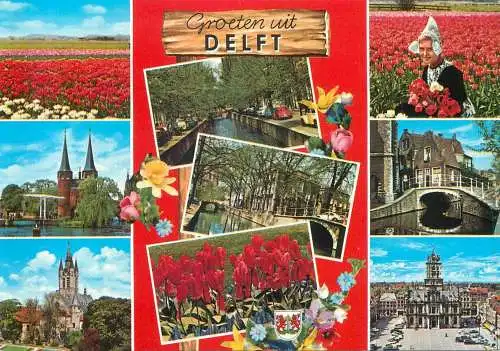 Postcard Netherlands Groeten uit Delft multi view