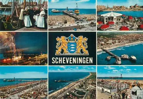 Postcard Netherlands Scheveningen multi view Coat of Arms