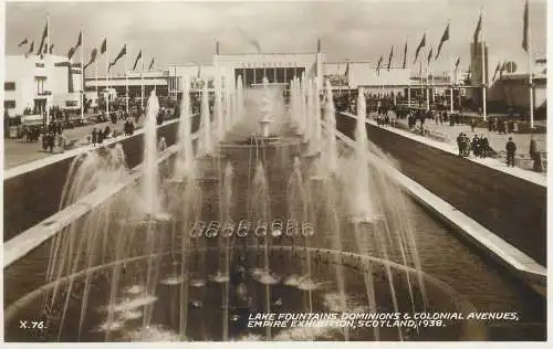 Empire Exhibition Scotland 1938 lake fountain dominions & colonial avenues