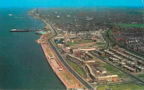 Blackpool airview photo Manchester airport 1977 aeriel view queen Elizabeth Silver Jubilee franking stamps