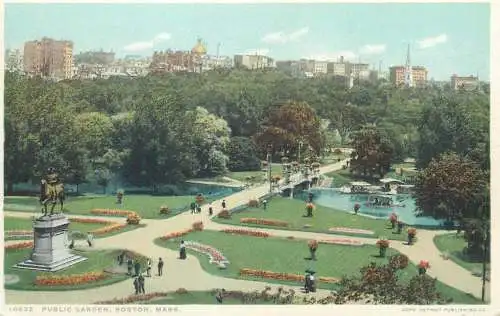 Boston public garden vintage postcard
