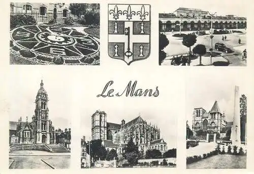 Postcard France Le Mans multi view Coat of Arms