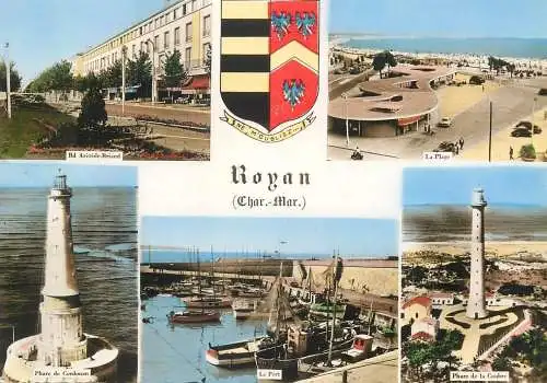 Post card France Royan multi view Coat of Arms