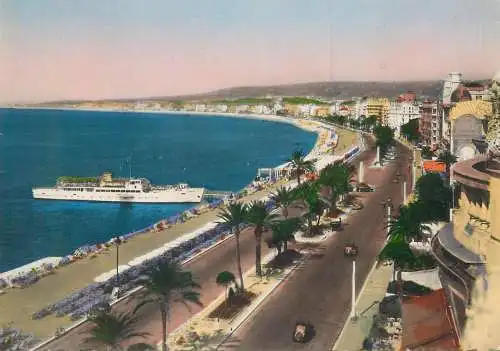 Postcard France Nice Promenade des Anglais vue generale et depart du Gallus pour les Iles Lerins