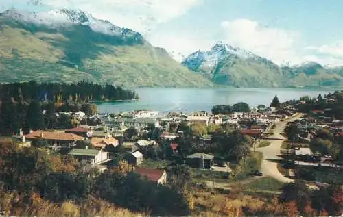 New Zealand Queenstown on lake Wakatipu Pan American World Airways postcard