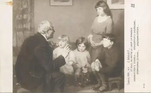 Painting postcard Salon 1914 C. Boulet Grandfather's stories