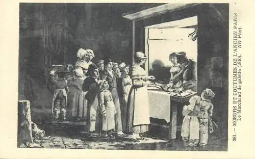 Painting postcard Moeurs et coutumes de l'ancien Paris le marchand de galette