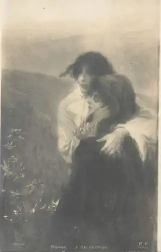 Painting postcard Manon L. Balestrieri lovers