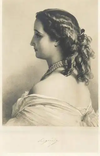 Painting postcard Schloss Arenberg museum Kaiserin Eugenie Winterhalter
