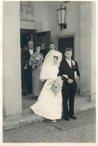 Real photo wedding social history bride groom flower bouquet Koch