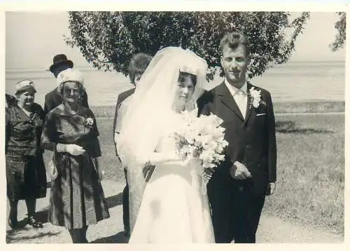 Real photo marriage social history bride groom flower bouquet