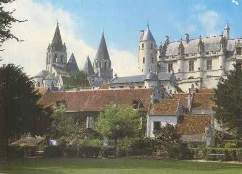 Castle postcard Loches fortress and castle 11th century