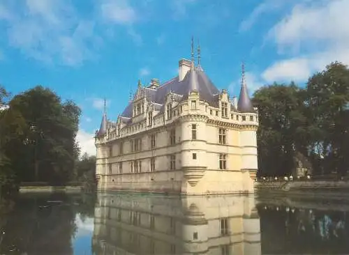 Castle postcard Azay -le-Rideau castle from the XVth 15th century