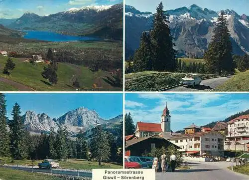 Switzerland postcard Panoramastrasse Giswil Sorenberg multi view 1965