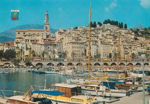 Postcard France Menton vieux port et la ville