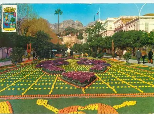 Postcard France Menton les jardins Boves decores fetes du Citron