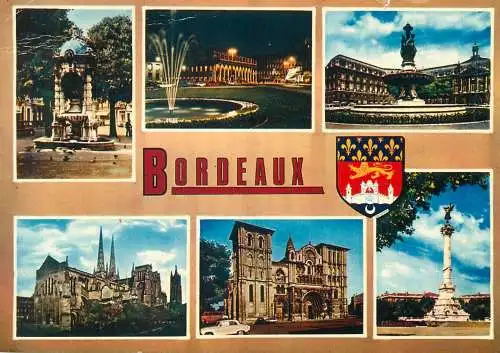 Postcard France Bordeaux multi view Coat of Arms