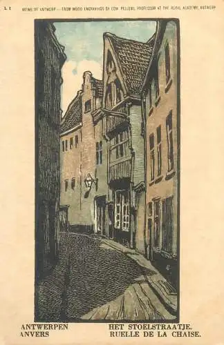 Antwerpen Red Star Line Postcard Antwerp from wood engravings by Edw. Pellens Professor at the Royal Academy Antwerp