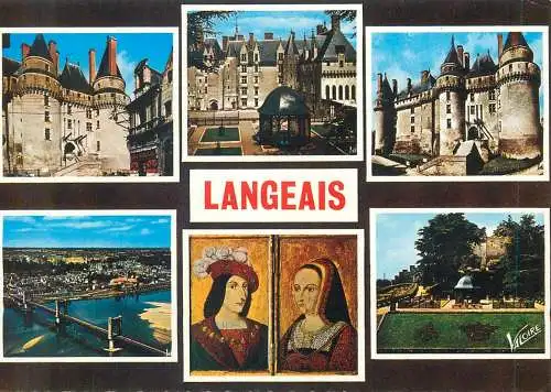 Postcard France Langeais multi view