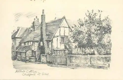 UK postcard Buckinghamshire Milton's cottage Chalfont St. Giles drawing