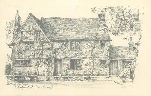 UK postcard Buckinghamshire Milton's cottage Chalfont St. Giles drawing