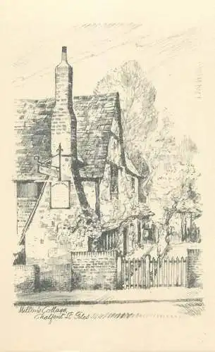 UK postcard Buckinghamshire Milton's cottage Chalfont St. Giles drawing