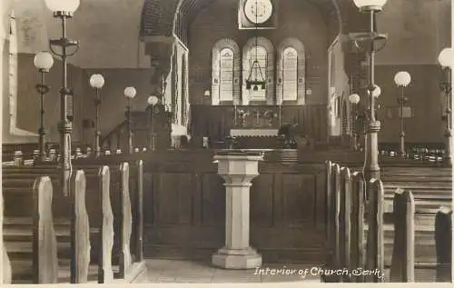 UK postcard Sark island interior of church The Guernsey Press