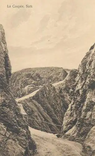 UK postcard Sark island La Coupee