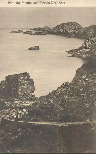 UK postcard Sark island Pont du Moulin and Bec-du-Nez