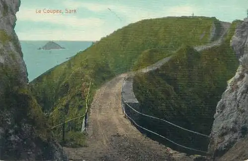 UK postcard Sark island La Coupee