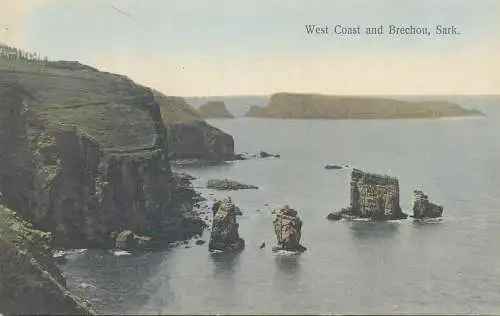 UK postcard Sark island West Coast and Brechou