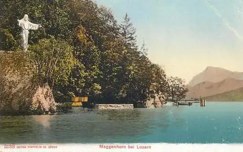 Switzerland postcard Meggenhorn bei Luzern Christus statue Photoglob