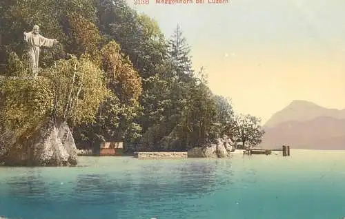 Switzerland postcard Meggenhorn bei Luzern Christus statue Photoglob